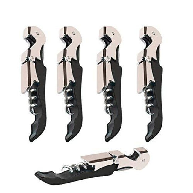 4 Packs Professional Waiter Corkscrew Wine Openers Set,Upgraded With Heavy Duty Stainless Steel Hinges Wine Key for Restaurant Waiters, Sommelier, Bartenders (Black 4 Packs)