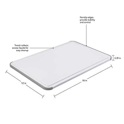 KitchenAid Classic Nonslip Plastic Cutting Board, 12x18-Inch, White