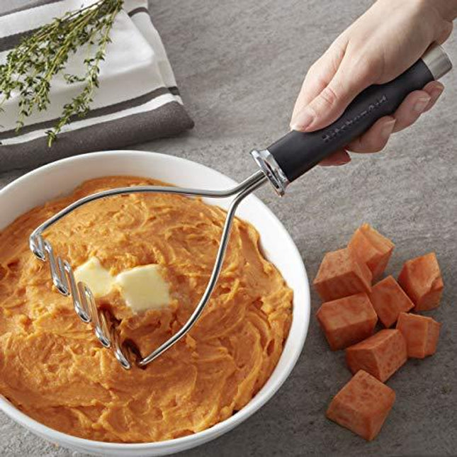KitchenAid Gourmet Stainless Steel Wire Masher, 10.24-Inch, Black