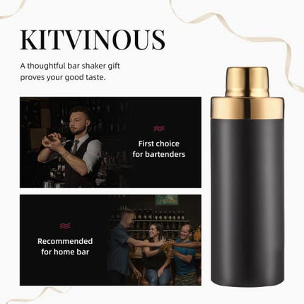 KITVINOUS Cocktail Shaker, Premium 18/8 Stainless Steel Martini Shaker with Built-In Strainer for Home Bartender, 22oz Margarita Shaker