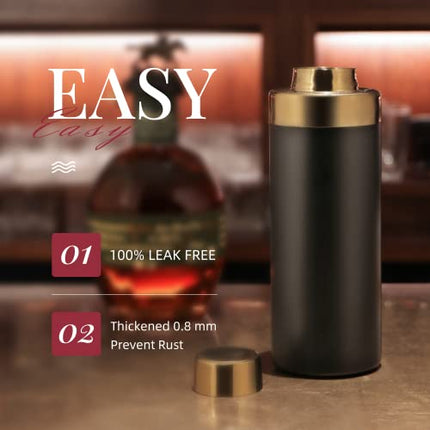 KITVINOUS Cocktail Shaker, Premium 18/8 Stainless Steel Martini Shaker with Built-In Strainer for Home Bartender, 22oz Margarita Shaker
