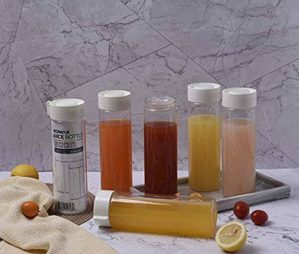 Advanced Mixology Juice Bottles 18.5-oz | Set-of-6 Reusable Juice & Smoothie Bottles | Premium BPA-Free Plastic, Shatterproof, Leakproof, Freezer & Dishwasher Safe | Wide Mouth Juice & Smoothie Containers