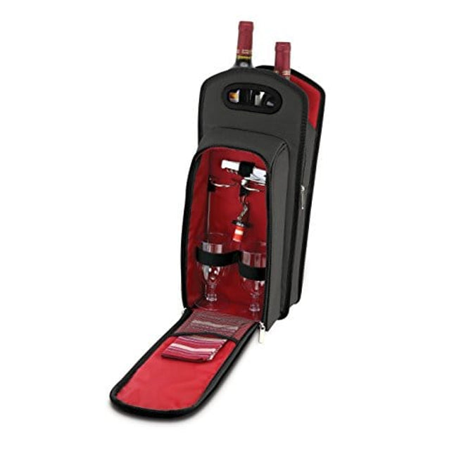 KOVOT 9 Piece Wine Travel Bag and Picnic Set Including 2 Wine Glass Holder Stakes