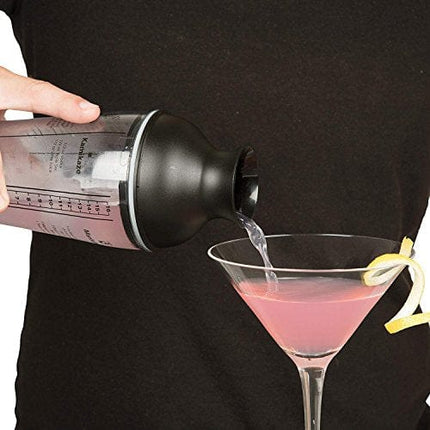 Recipe Cocktail Shaker 16oz with Jigger, Strainer 6 Printed Mixed Drink Recipe Measurements on the Bottle Long Island Ice Tea Mojito Kamikaze Manhattan Sex on the Beach, Cosmopolitan