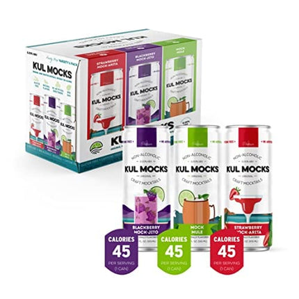 KUL MOCKS - Craft Mocktails | All the Experience, Without the Alcohol | Ready-to-Drink Zero Proof Cocktails | 0.00% ABV | Award Winning | Party Box - Variety Pack (6pk)