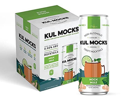 KUL MOCKS - Craft Mocktails | Moscow Mule with a Vodka-Like Spirit Note Infusion | Award-Winning | Zero Proof (0.00% ABV) | Non-Alcoholic Cocktail | Gluten Free | Woman-Owned | Mock Mule (4 Pack)