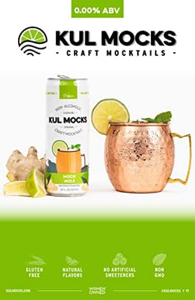 KUL MOCKS - Craft Mocktails | Moscow Mule with a Vodka-Like Spirit Note Infusion | Award-Winning | Zero Proof (0.00% ABV) | Non-Alcoholic Cocktail | Gluten Free | Woman-Owned | Mock Mule (4 Pack)
