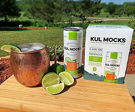 KUL MOCKS - Craft Mocktails | Ready-to-Drink Non-Alcoholic Cocktails | 0.00% ABV | Award Winning | Mock Mule, Strawberry Mock-arita, Blackberry Mock-jito | Variety - 24 Pack