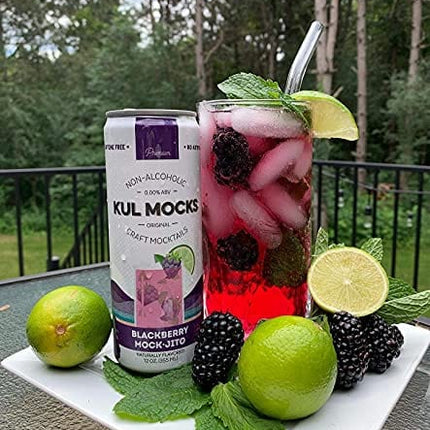 KUL MOCKS - Craft Mocktails | Ready-to-Drink Non-Alcoholic Cocktails | 0.00% ABV | Award Winning | Mock Mule, Strawberry Mock-arita, Blackberry Mock-jito | Variety - 24 Pack