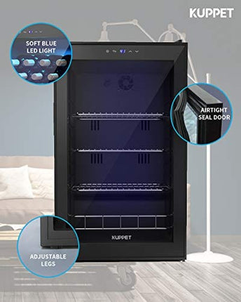 KUPPET 27 Bottles Compressor Freestanding Wine Cooler/Chiller-Red/White Wine, Beer and Champagne Wine Cellar-Digital Temperature Display-Double-layer Glass Door-Quiet Operation