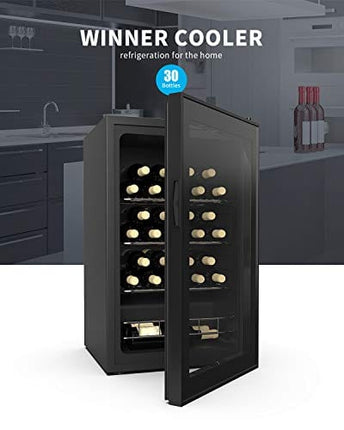 KUPPET 27 Bottles Compressor Freestanding Wine Cooler/Chiller-Red/White Wine, Beer and Champagne Wine Cellar-Digital Temperature Display-Double-layer Glass Door-Quiet Operation