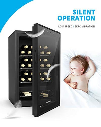 KUPPET 27 Bottles Compressor Freestanding Wine Cooler/Chiller-Red/White Wine, Beer and Champagne Wine Cellar-Digital Temperature Display-Double-layer Glass Door-Quiet Operation