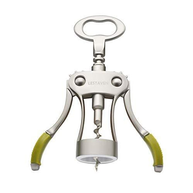Stainless Steel Wing Corkscrew Wine Opener, Waiters Corkscrew Cork and Beer Cap Bottles Opener Remover, Used in Kitchen Restaurant Chateau and Bars，Green