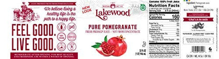Lakewood PURE Pomegranate Juice, 32 Fl Oz (Pack of 6)