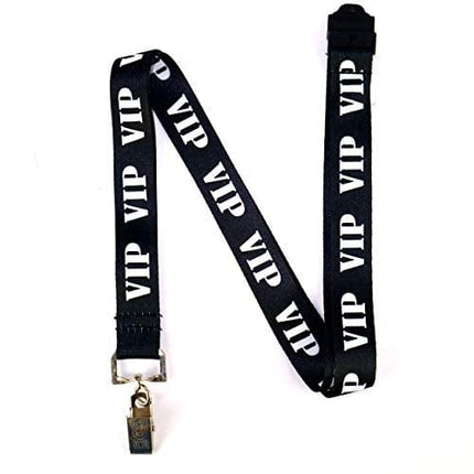 VIP Lanyard w/ Safety Breakaway, Plastic Card Holder and Card Pass - ID Holder for Backstage Concert Event Party Birthday Gaming Ticket - ID Badge Holder for Men Women (Black 10 Lanyards)