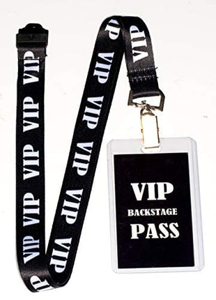 VIP Lanyard w/ Safety Breakaway, Plastic Card Holder and Card Pass - ID Holder for Backstage Concert Event Party Birthday Gaming Ticket - ID Badge Holder for Men Women (Black 10 Lanyards)
