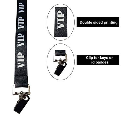 VIP Lanyard w/ Safety Breakaway, Plastic Card Holder and Card Pass - ID Holder for Backstage Concert Event Party Birthday Gaming Ticket - ID Badge Holder for Men Women (Black 10 Lanyards)