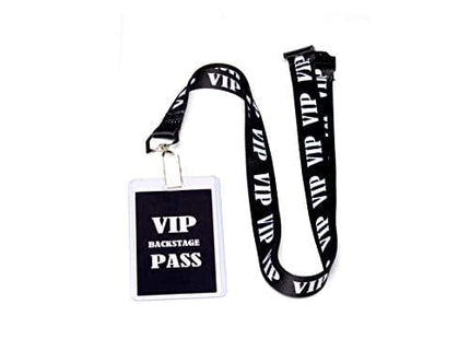 VIP Lanyard w/ Safety Breakaway, Plastic Card Holder and Card Pass - ID Holder for Backstage Concert Event Party Birthday Gaming Ticket - ID Badge Holder for Men Women (Black 10 Lanyards)