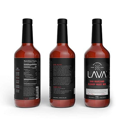 LAVA All Natural San Marzano Bloody Mary Mix Craft Cocktail Mixer & Premium Spicy Jalapeño Margarita Mix by LAVA Craft Cocktail Co., Low Calorie, Lots of Flavor and Ready to Use, 1-Liter (33.8oz) Glas