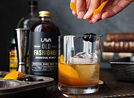 LAVA Premium Aromatic Old Fashioned Cocktail Mixer 16oz, Makes 32 Cocktails, Cocktail Syrup Made with Aromatic Bitters, Demerara, Marasca Cherry, Orange Zest, Hazelnut, Cinnamon. Just Add Whiskey