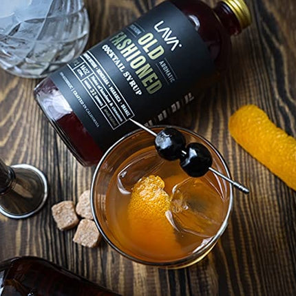 LAVA Premium Aromatic Old Fashioned Cocktail Mixer 16oz, Makes 32 Cocktails, Cocktail Syrup Made with Aromatic Bitters, Demerara, Marasca Cherry, Orange Zest, Hazelnut, Cinnamon. Just Add Whiskey