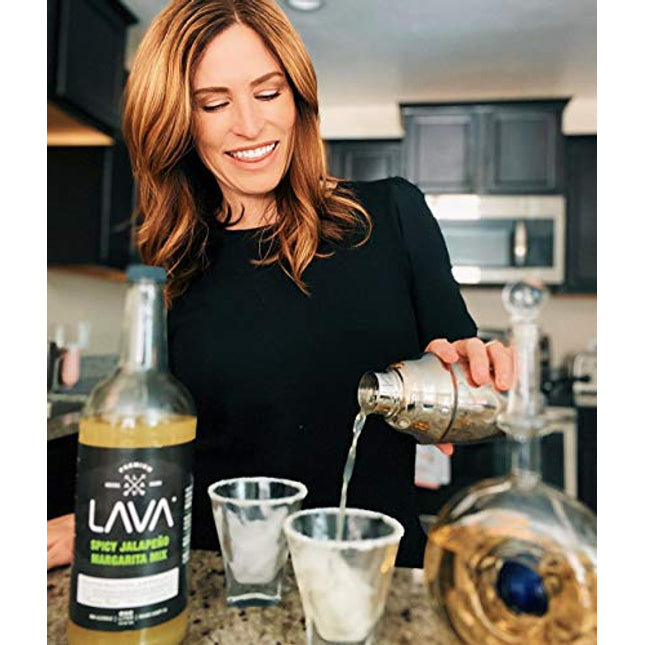 LAVA Premium Spicy Jalapeño Margarita Mix by LAVA Craft Cocktail Co., Made with Real Jalapeños, Agave Nectar, Key Limes, Lots of Flavor and Ready to Use, 1-Liter Glass Bottle