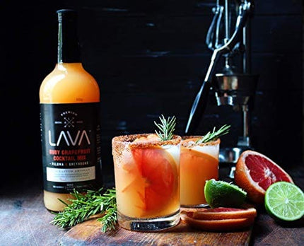 LAVA Premium Spicy Jalapeño Margarita Mix & Skinny Paloma Ruby Red Grapefruit Cocktail Mixer by LAVA Craft Cocktail Co., Low Calorie, Lots of Flavor and Ready to Use 1-Liter (33.8oz) Glass Bottles