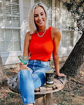 LAVA Premium Spicy Jalapeño Margarita Mix & Skinny Paloma Ruby Red Grapefruit Cocktail Mixer by LAVA Craft Cocktail Co., Low Calorie, Lots of Flavor and Ready to Use 1-Liter (33.8oz) Glass Bottles