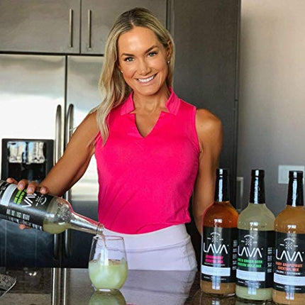 LAVA Premium Spicy Jalapeño Margarita Mix & Skinny Paloma Ruby Red Grapefruit Cocktail Mixer by LAVA Craft Cocktail Co., Low Calorie, Lots of Flavor and Ready to Use 1-Liter (33.8oz) Glass Bottles
