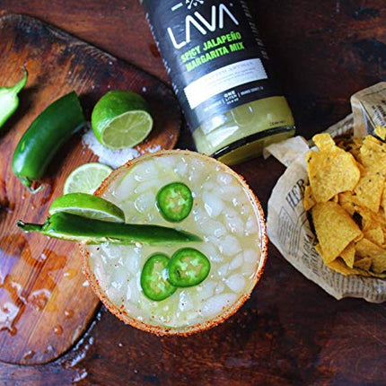 LAVA Premium Spicy Jalapeño Margarita Mix & Skinny Paloma Ruby Red Grapefruit Cocktail Mixer by LAVA Craft Cocktail Co., Low Calorie, Lots of Flavor and Ready to Use 1-Liter (33.8oz) Glass Bottles