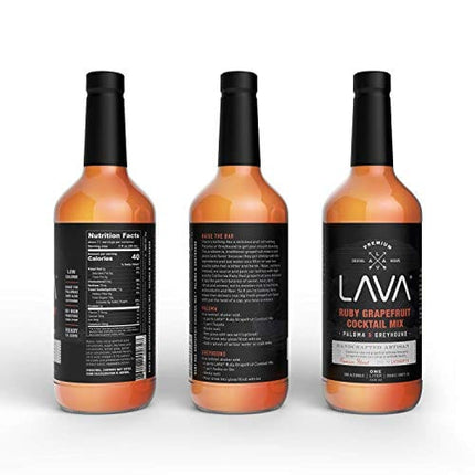 LAVA Premium Spicy Jalapeño Margarita Mix & Skinny Paloma Ruby Red Grapefruit Cocktail Mixer by LAVA Craft Cocktail Co., Low Calorie, Lots of Flavor and Ready to Use 1-Liter (33.8oz) Glass Bottles