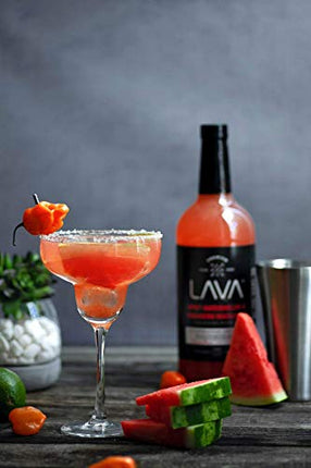 LAVA Premium Spicy Watermelon Habanero Margarita Mix & Skinny Margarita Mix by LAVA Craft Cocktail Co., Lots of Flavor and Ready to Use, 1-Liter (33.8oz) Glass Bottles