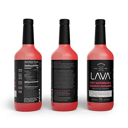 LAVA Premium Spicy Watermelon Habanero Margarita Mix & Skinny Margarita Mix by LAVA Craft Cocktail Co., Lots of Flavor and Ready to Use, 1-Liter (33.8oz) Glass Bottles