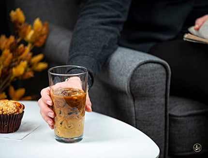 Attractive Kiddush Cup Glasses Clear Heavy Base Tall Bar Glass - Set of 10 Drinking Glasses for Water, Juice, Beer, Wine, and Cocktails 17 Ounces