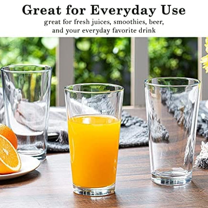 Attractive Kiddush Cup Glasses Clear Heavy Base Tall Bar Glass - Set of 10 Drinking Glasses for Water, Juice, Beer, Wine, and Cocktails 17 Ounces