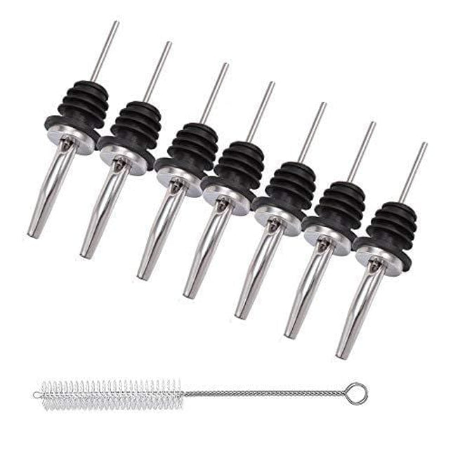 Pour Sspouts for Liquor Bottles, Stainless Steel Bottle Pourer - Wine Tapered Spout Pack of 7