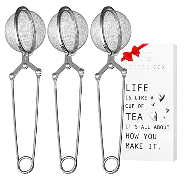 3 Pack Tea Infuser with Handle Tea Mesh Infuser Snap Ball Strainer Steep Loose Leaf Tea Infuser Fine Mesh Ball Tea Filter Tea Pincer Tea Infuser Busket Colador Infusor té Metal Mesh Tea Filter Sifter