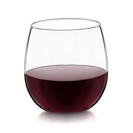 Libbey Stemless Wine Party Glasses (Set of 12), 16.75-Ounce Red Wine and 17-Ounce White Wine