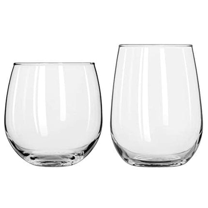 Libbey Stemless Wine Party Glasses (Set of 12), 16.75-Ounce Red Wine and 17-Ounce White Wine