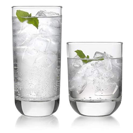 Libbey Polaris 16-Piece Tumbler and Rocks Glass Set, Clear