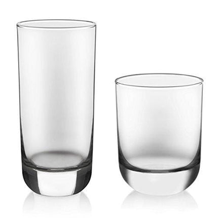 Libbey Polaris 16-Piece Tumbler and Rocks Glass Set, Clear