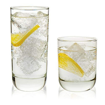 Libbey Polaris 16-Piece Tumbler and Rocks Glass Set, Clear