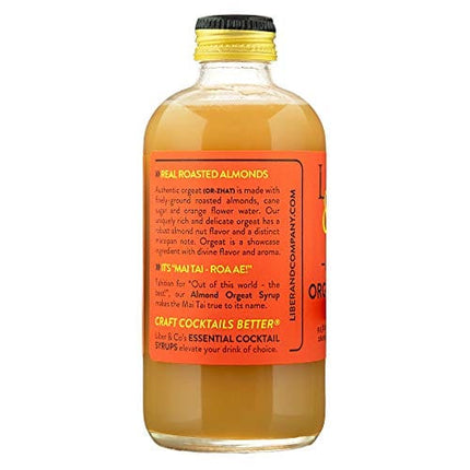 Liber & Co. Almond Orgeat Syrup (9.5 oz) Made with Whole, Roasted Almonds