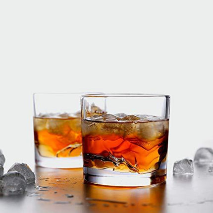 LIITON Whiskey Glass Set of 4: Heavy Whisky Tumbler Best as Old Fashioned Glasses