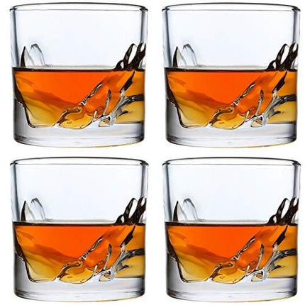 LIITON Whiskey Glass Set of 4: Heavy Whisky Tumbler Best as Old Fashioned Glasses