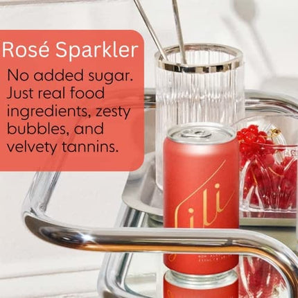 Lili Non Alcoholic Drinks - Made with Verjus, Real Fruits, Teas, and Botanicals - Carbonated Non Alcoholic Drinks, No Artificial Flavors & No Added Sugar, 6-Pack of 8 fl oz Cans (Rosé Sparkler)
