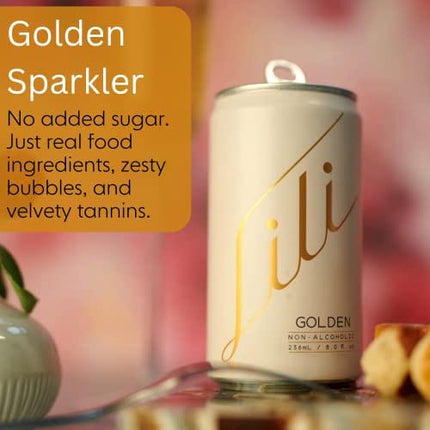 Lili Non Alcoholic Drinks - Made with Verjus, Real Fruits, Teas, and Botanicals - Carbonated Non Alcoholic Drinks, No Artificial Flavors & No Added Sugar, 6-Pack of 8 fl oz Cans (Golden Sparkler)