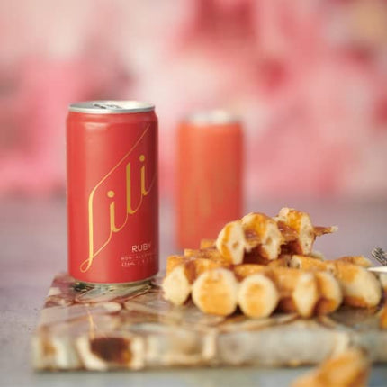 Lili Non Alcoholic Drinks - Made with Verjus, Real Fruits, Teas, and Botanicals - Carbonated Non Alcoholic Drinks, No Artificial Flavors & No Added Sugar, 6-Pack of 8 fl oz Cans (Ruby Sparkler)