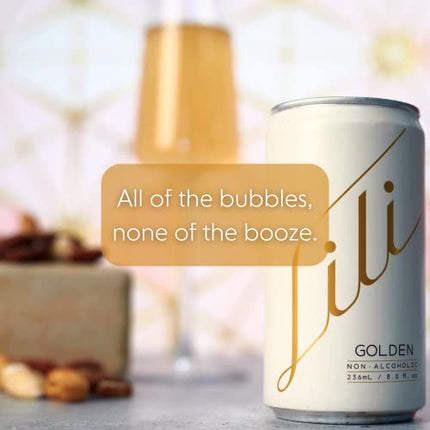Lili Non Alcoholic Drinks - Made with Verjus, Real Fruits, Teas, and Botanicals - Carbonated Non Alcoholic Drinks, No Artificial Flavors & No Added Sugar, 6-Pack of 8 fl oz Cans (Golden Sparkler)