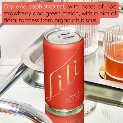 Lili Non Alcoholic Drinks - Made with Verjus, Real Fruits, Teas, and Botanicals - Carbonated Non Alcoholic Drinks, No Artificial Flavors & No Added Sugar, 6-Pack of 8 fl oz Cans (Rosé Sparkler)